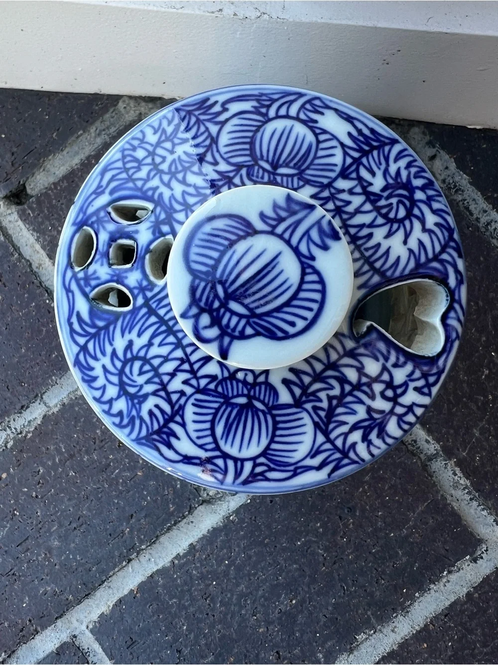 Vintage Chinese Blue and White Porcelain Candle Lantern